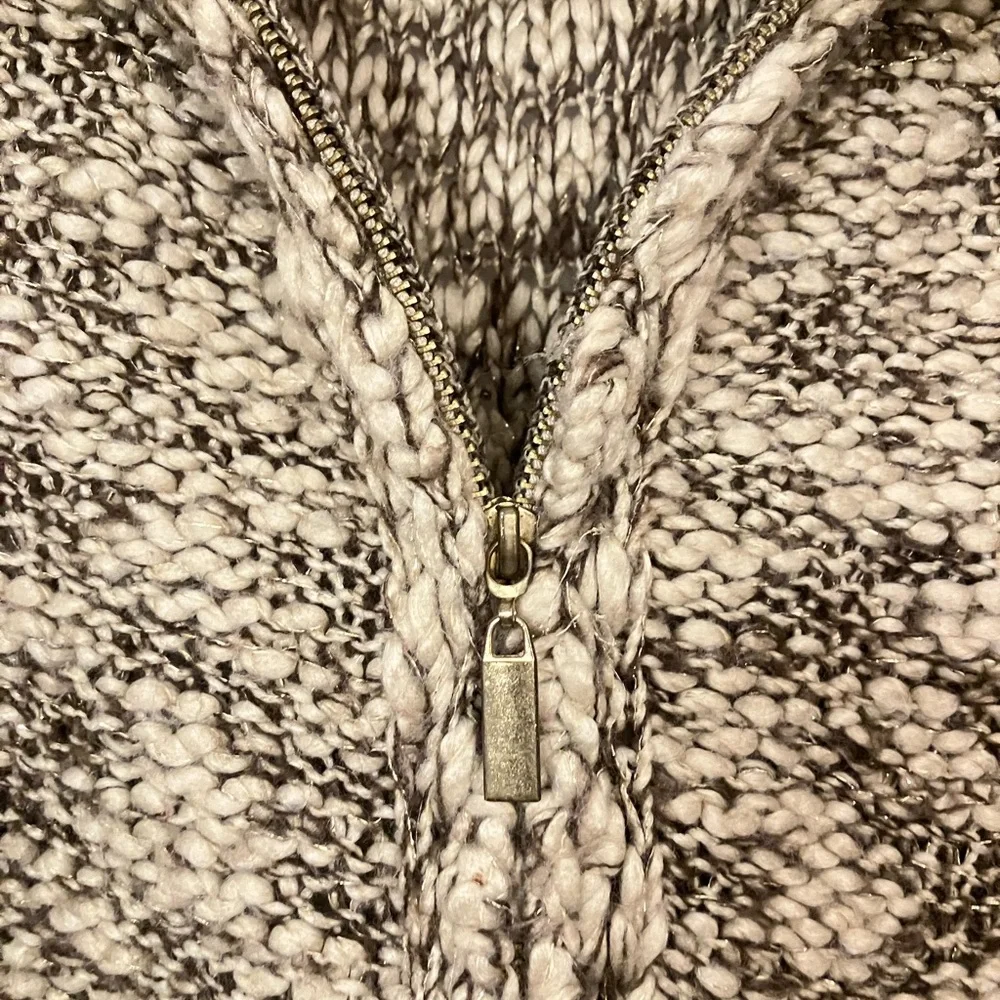 Charter Club Brown Knit Sweater Vest with Faux Fur Collar - Picture 3 of 4